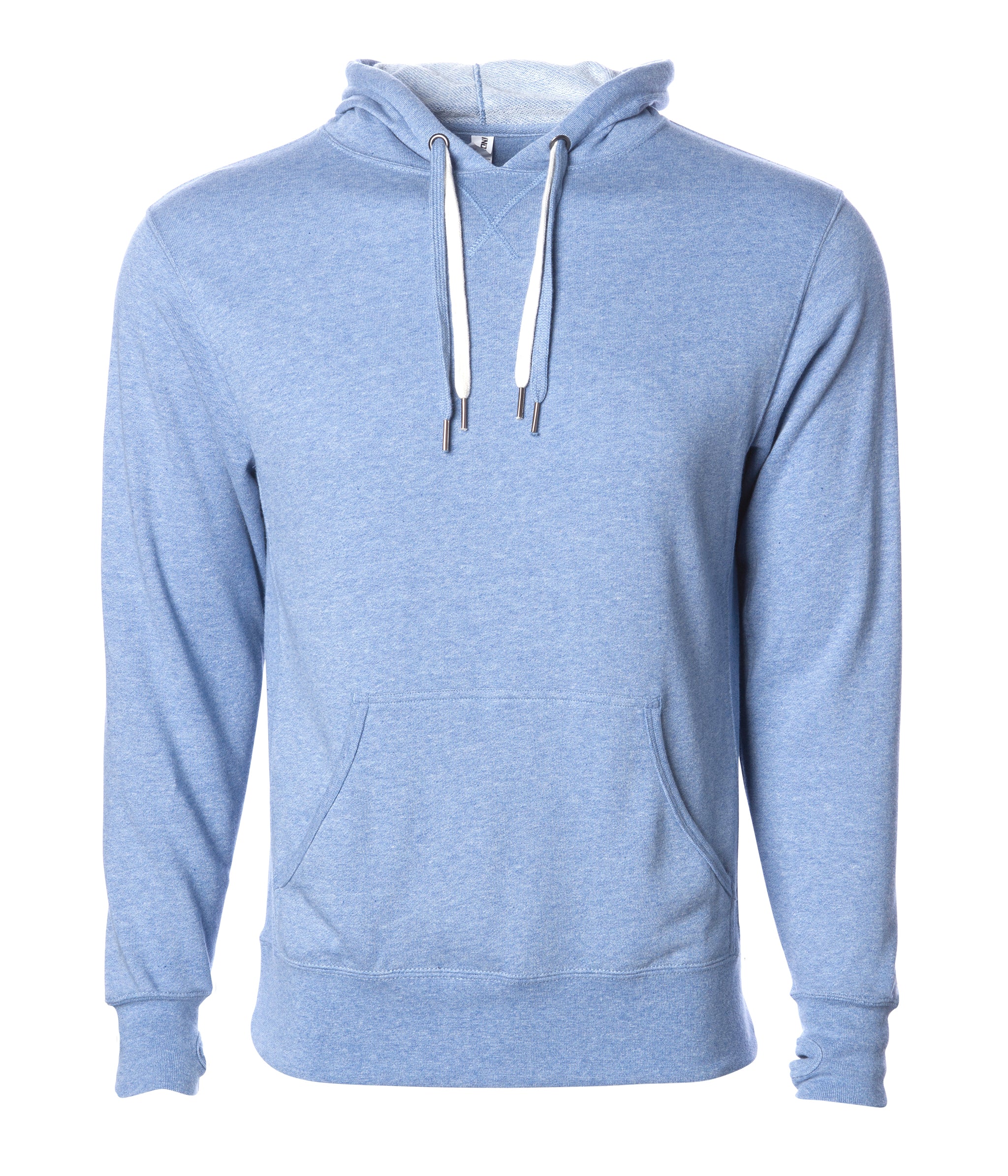 Unisex Heather French Terry Hooded Pullover in color Sky Heather