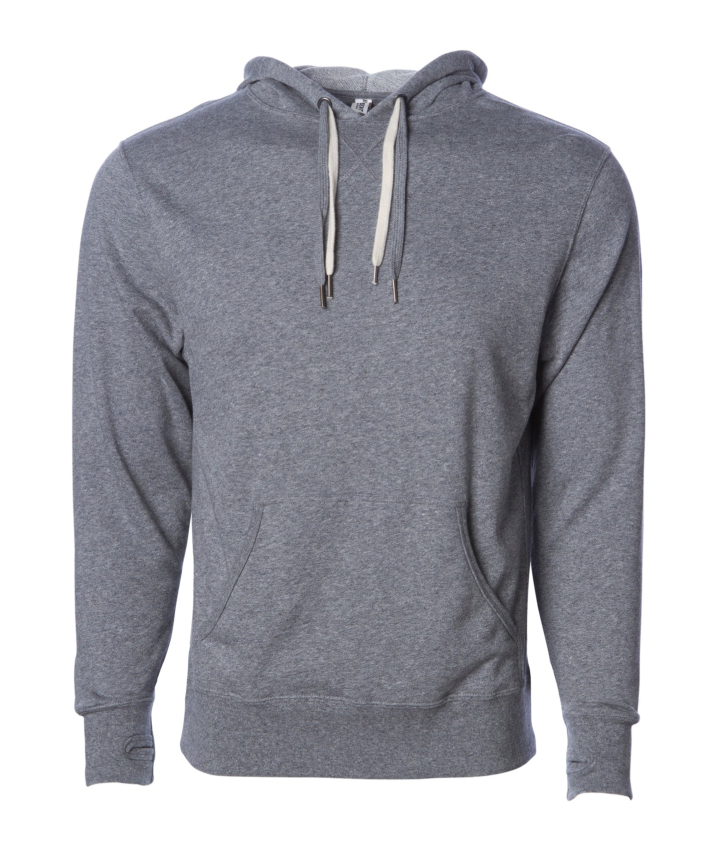 Unisex Heather French Terry Hooded Pullover in color Salt & Pepper