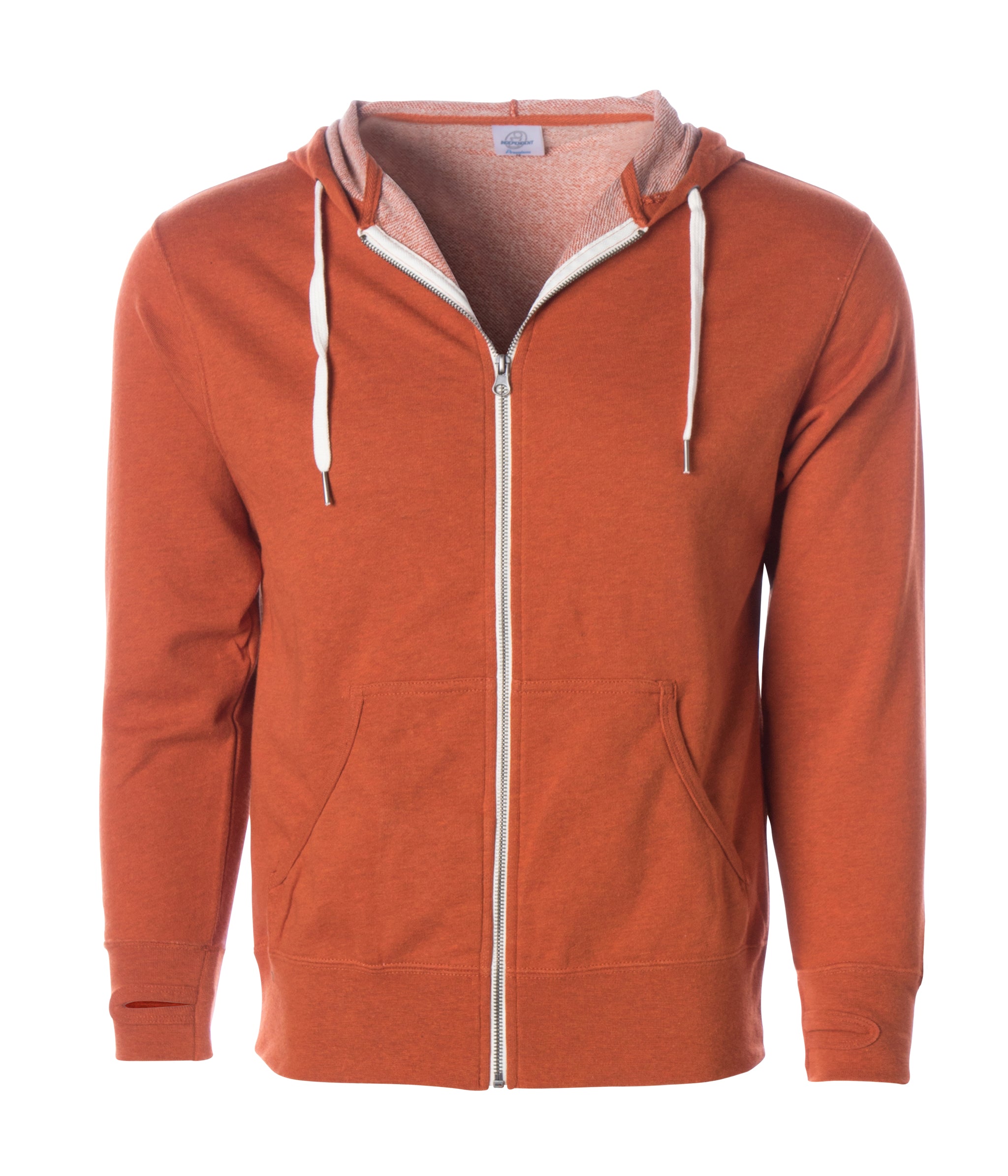 Independent Trading Co PRM90HTZ Unisex French Terry Heathered Hooded Full Zip Sweatshirt - Burnt Orange Heather - XL